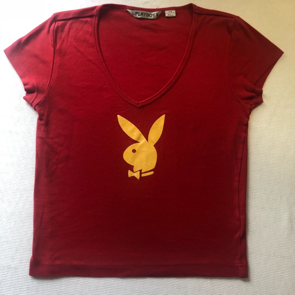 Playboy red crop top Y2k